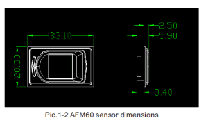 اندازه سنسور اثر انگشت CAMA-AFM60